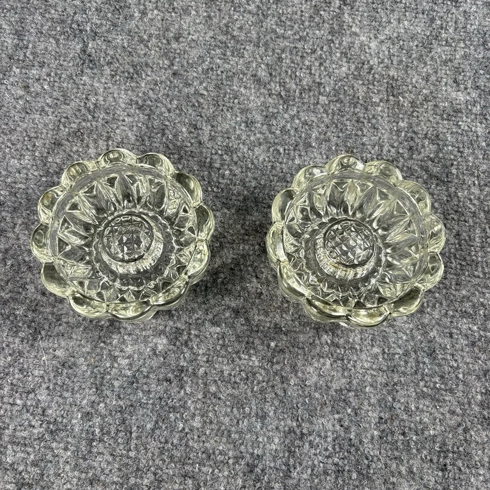 Vintage Princess House Pair of Reversible 3-Way Ribbed Crystal Candle Holders‎